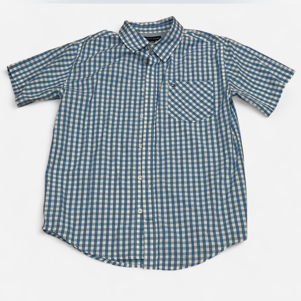 Tommy Hilfiger Blue and White Plaid Shirt